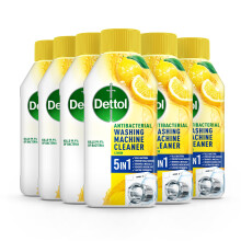Dettol Washing Machine Cleaner, Lemon, Multipack of 6 X 250ml, Total of 1.5L, Wasing Machine Limescale Remover, Washing Machine Descaler, Antibacteri