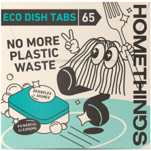 Dishthings, 65 Eco-Friendly Dishwasher Tablets, Eco 3-in-1 Dishwasher Tabs, Highly Effective Cleaning, No Toxic Chemicals, Vegan & Cruelty-Free, No A
