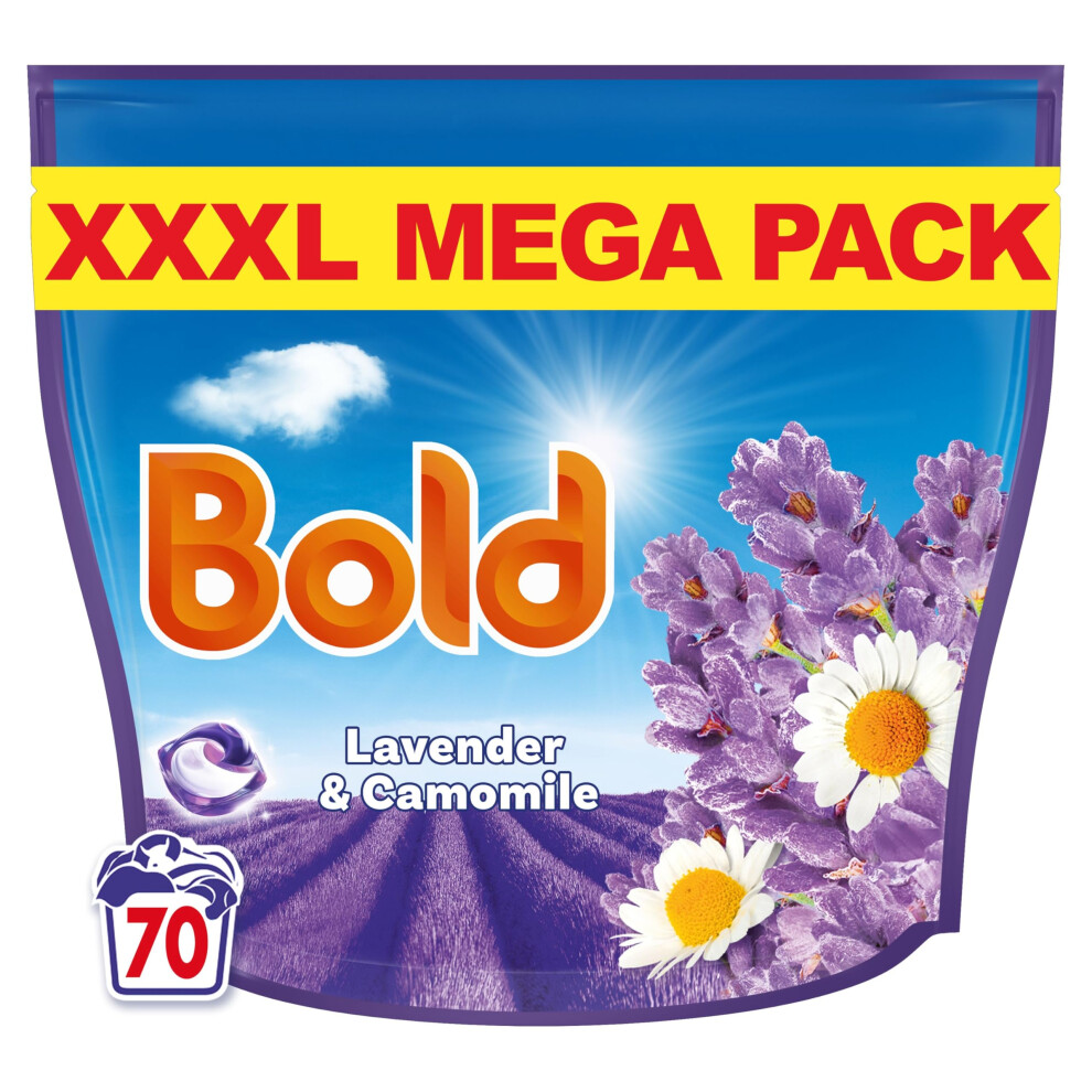 Bold Pods Washing Liquid Laundry Detergent Capsules 70 Washes, & Camomile, Outdoor Freshness That Lasts, With Built-In Lenor Softener Lavender