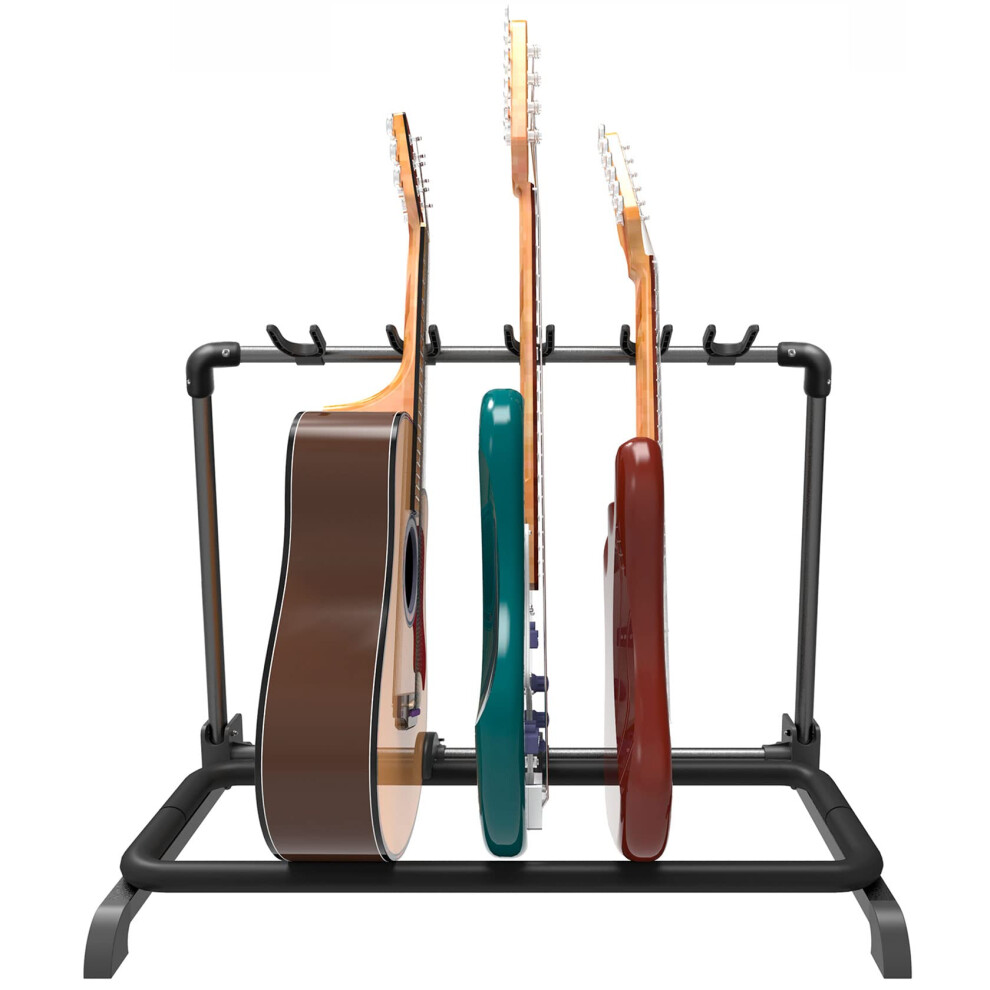 GUITTO Multi Guitar Rack Stand Foldable Universal Display Rack Portable Guitar Holder for Band Stage Bass Acoustic Guitar -5 Holder GGS-07