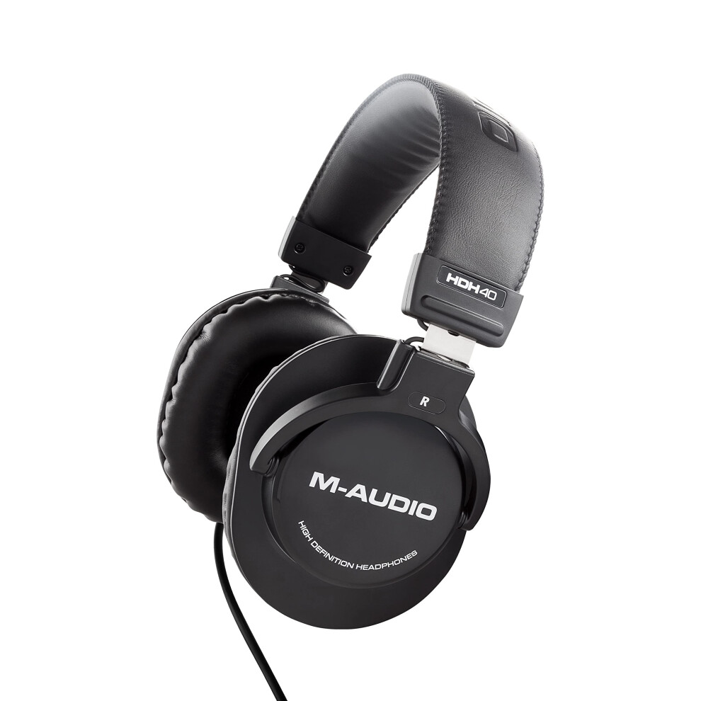 M-Audio HDH40 ? Over Ear Studio Headphones with closed back design, flexible headband and 2.7m cable for studio monitoring, podcasting and recording