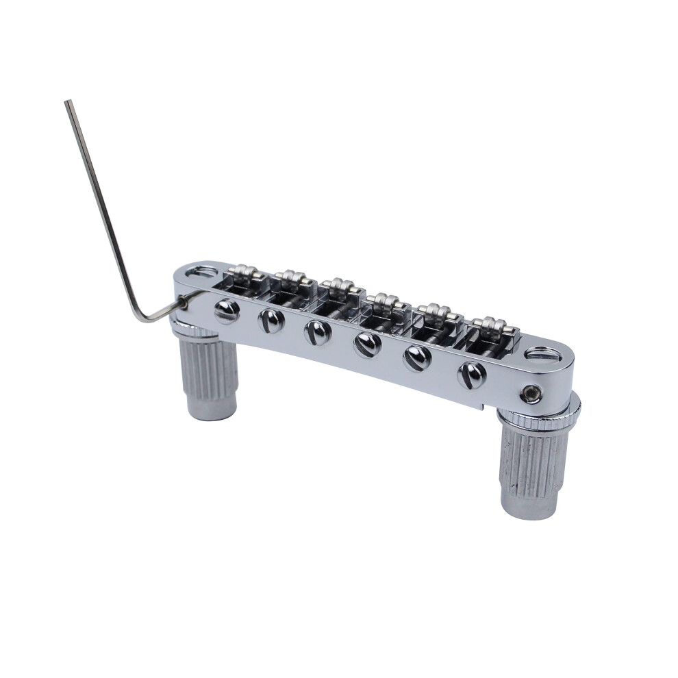 Guyker Guitar Tune-O-Matic Roller Saddle Bridge Replacement Part Compatible with Gibson Les Paul LP SG Style 6 String Electric Guitar - GM005, Chrome