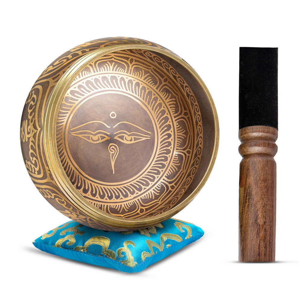 Tibetan Singing Bowl Set - Easy To Play Authentic Handcrafted For Meditation Sound Chakra Yoga Healing By Himalayan Bazaar