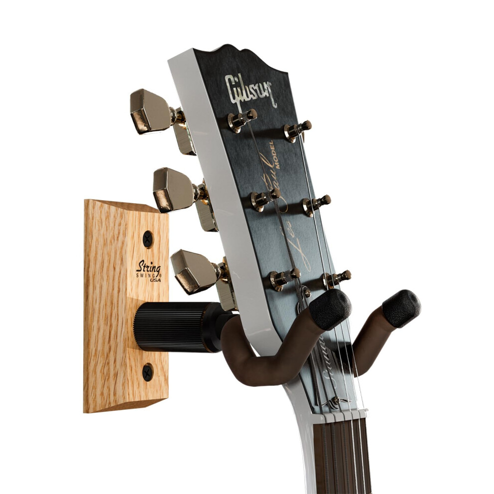 String Swing CC01K - Guitar Hanger and Guitar Wall Mount Bracket Holder for Acoustic and Electric Guitars - Oak
