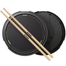 Drum Practice Pad 12 Inches, Donner Quiet Drum Pad with Removable Snare Simulation Built-in 800 Steel Balls, Drum Sticks, 40 Melodics Lessons(Black)