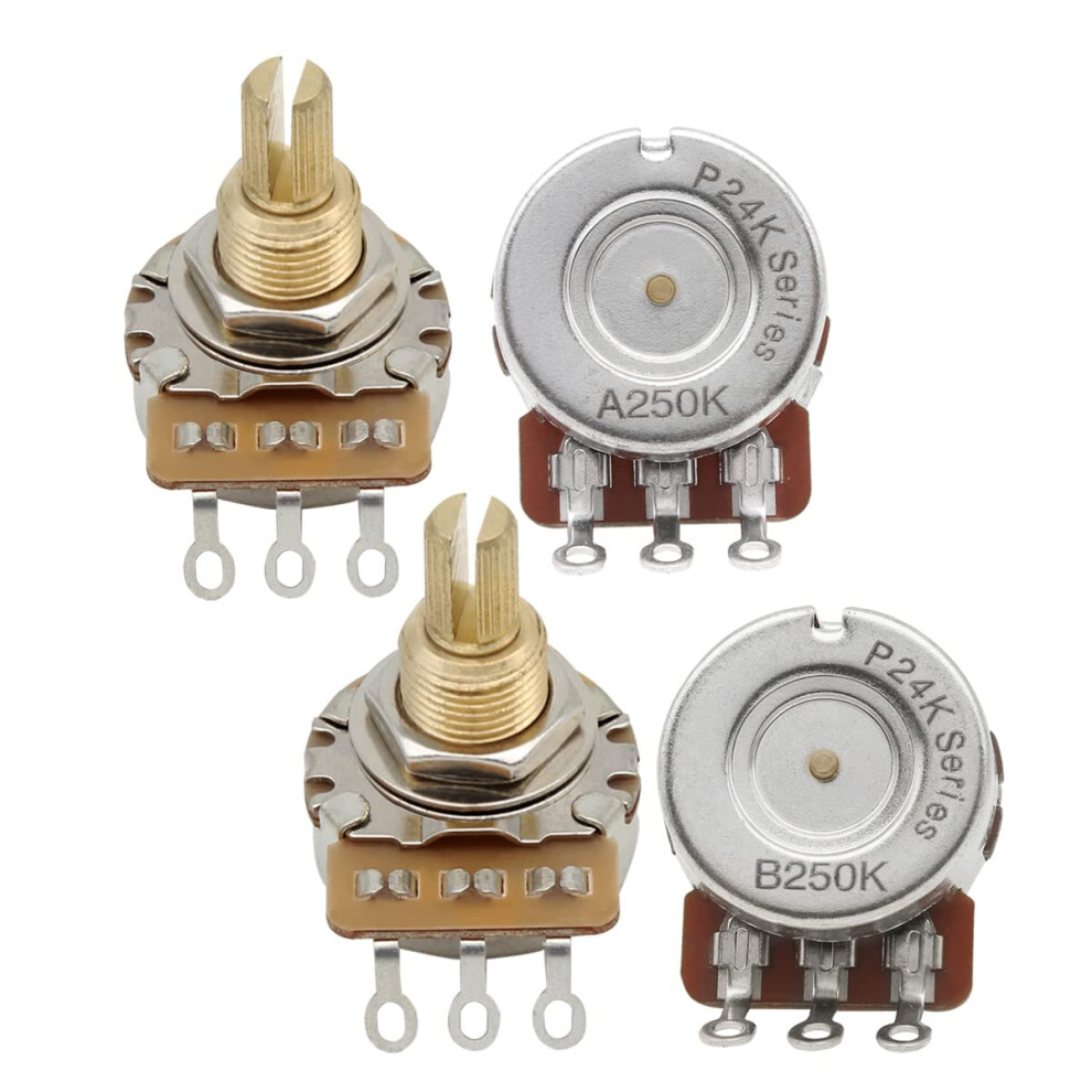 Fleor Long Brass Shaft Control Pots A250k+B250k Potentiometers Set 24