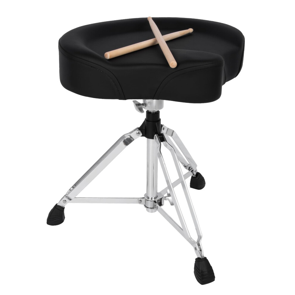 STRICH Saddle Drum Throne Seat, Swivel Adjustable Padded Guitar Stool, Heavy Duty Motorcycle Style Widened Drum Chair, SDB-30