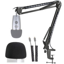 YOUSHARES Blue Yeti Nano Mic Arm Stand with Yeti Nano Mic Cover Foam, Mic Boom Arm for Blue Yeti Nano Microphone with 2pcs Cable Sleeve