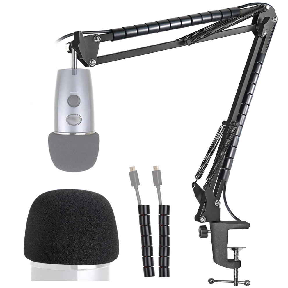 YOUSHARES Blue Yeti Nano Mic Arm Stand with Yeti Nano Mic Cover Foam, Mic Boom Arm for Blue Yeti Nano Microphone with 2pcs Cable Sleeve