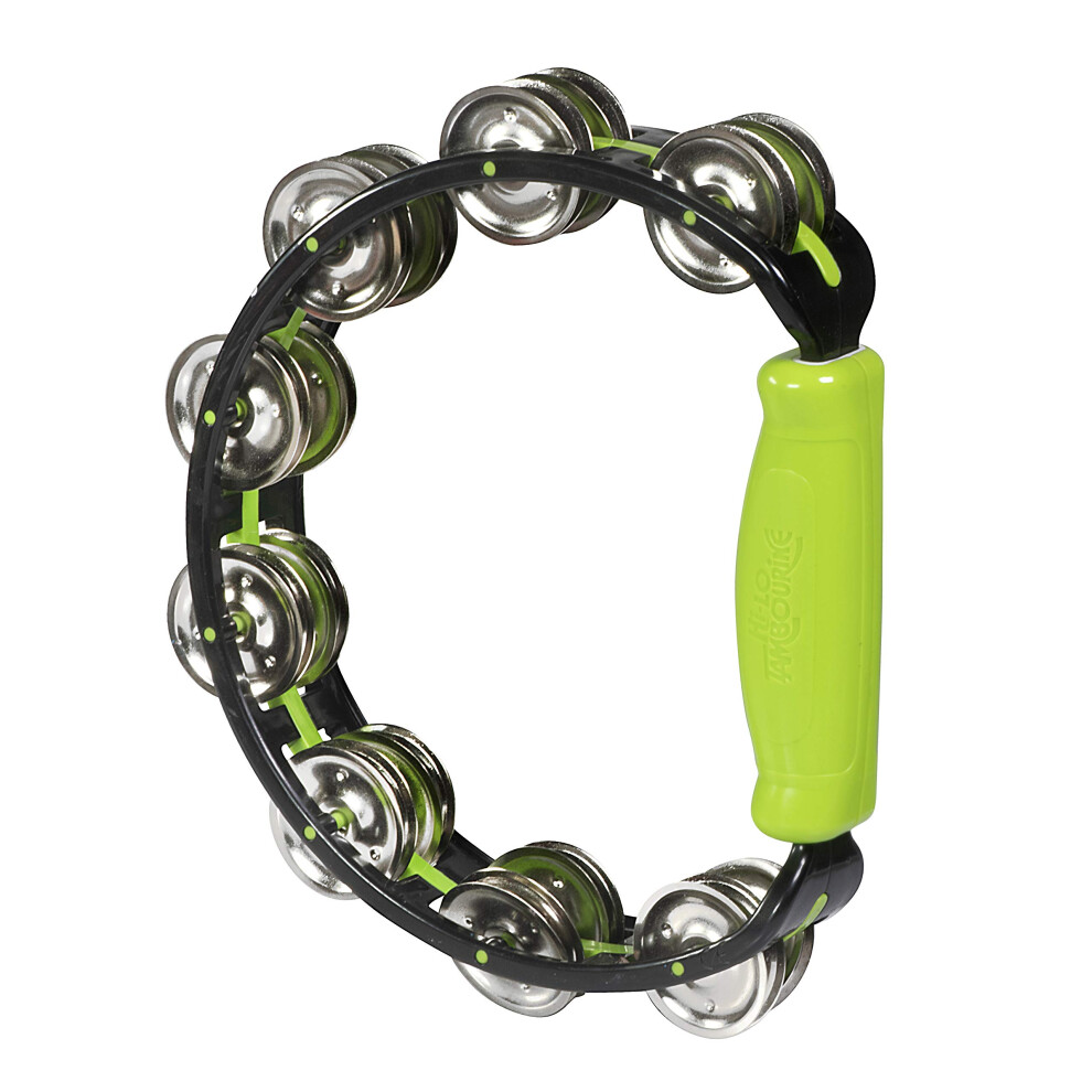 Halilit Green Hi-Lo Tambourine. High-End Half Moon Shape Cutaway Hand Percussion Musical Instrument. Percussionists Of All Levels. Teens & Adults (Green)