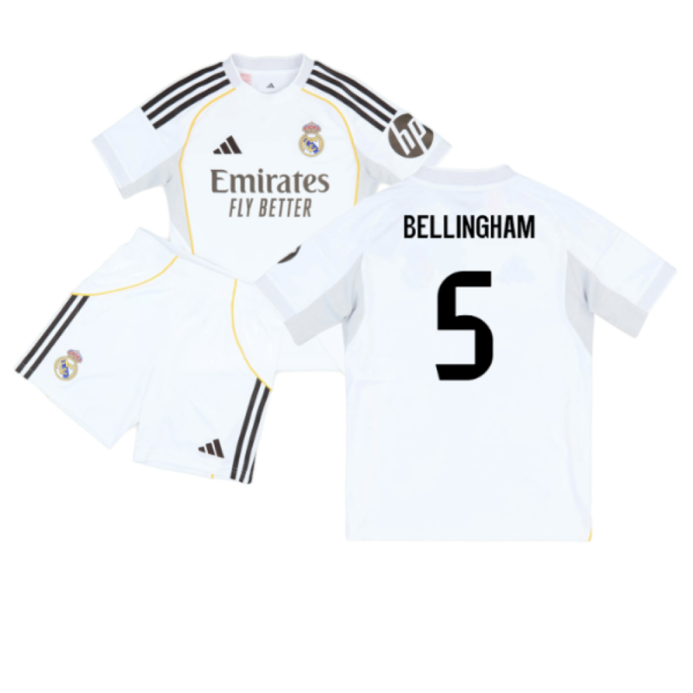 Adidas (Sb) 2025-2026 Real Madrid Home Youth Kit (Bellingham 5)