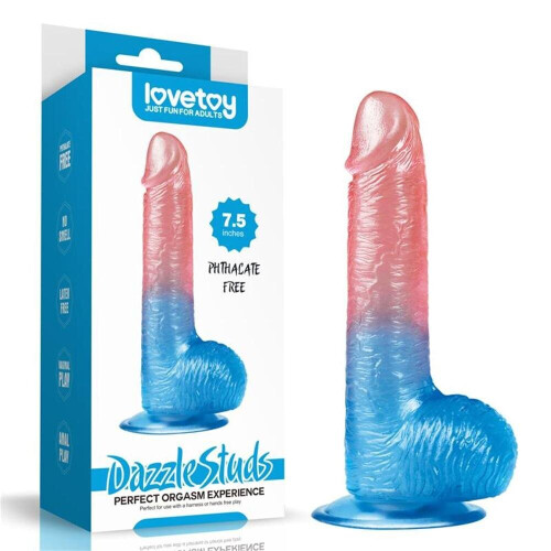 Phallus Imitator Dazzle Studs, 19 cm, pink/blue 2