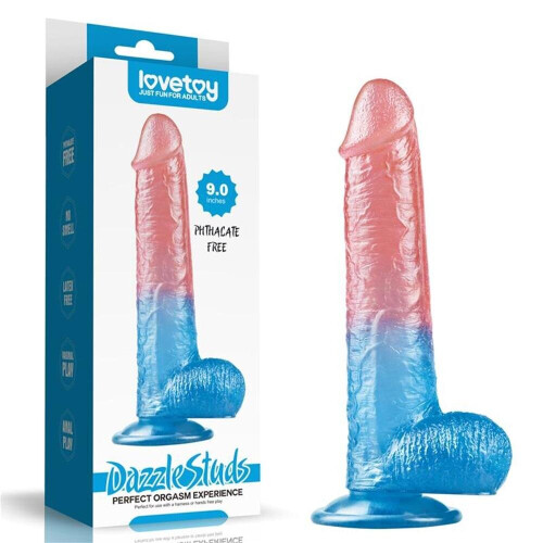 Phallus Imitator Dazzle Studs, 23 cm, pink/blue 2