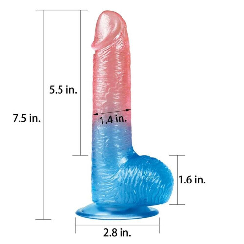 Phallus Imitator Dazzle Studs, 19 cm, pink/blue 1