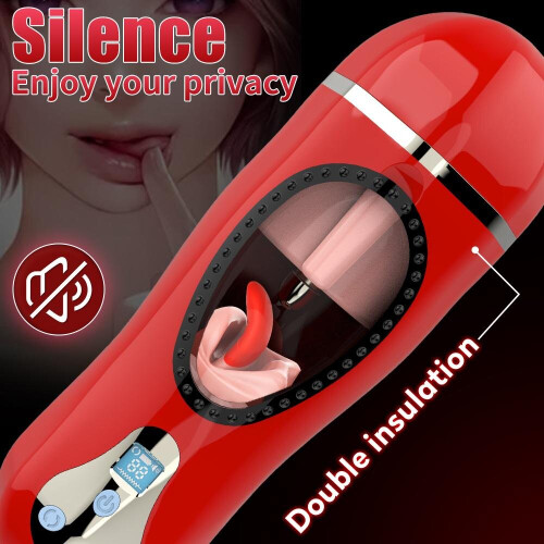 Automatic male masturbator 2in1 Pleasure, red 2