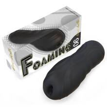Mannelijke masturbator schuimend, zwart