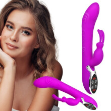 Verwarmende konijnenvibrator met clitorisstimulator Pretty Love, paars