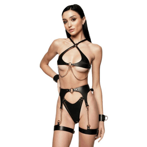 Σέξι δερμάτινα εσώρουχα Σετ Leather Kitty