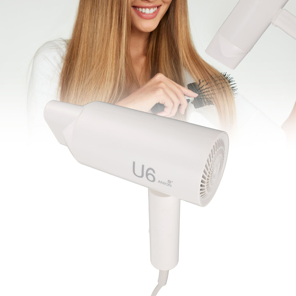 White 1800W Portable Ionic Foldable Hair Dryer, 220V,