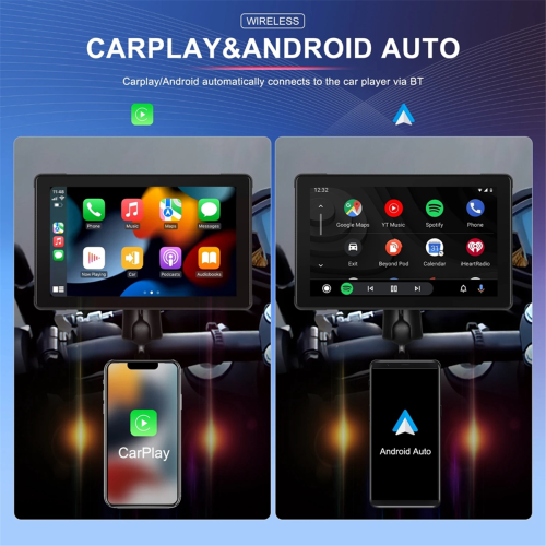 GPS portátil de 7 polegadas para motocicleta com tela à prova d'água e compatível com CarPlay. 2