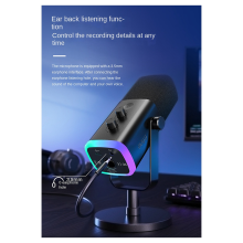 Mikrofon dynamiczny AM8 z kontrolą RGB do gier na PC, czarny