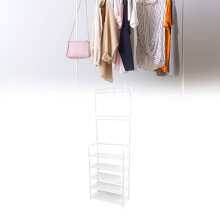 5-Tier Metall-Mantel- und Schuhregal, 60x28x175 cm, weiß
