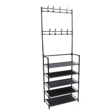 Scaffale porta cappotti e scarpe a 5 livelli 60x28x175cm nero 68,9 pollici