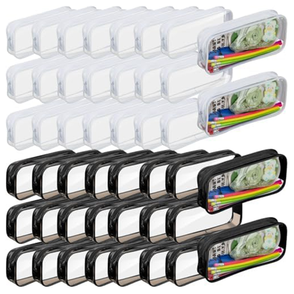 50 Pcs Clear Pencil Pouch Large Travel Toiletries Bag Makeup Bags