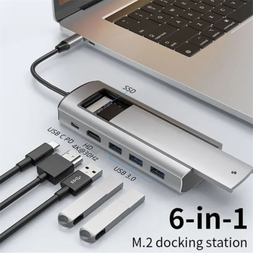 Stacja dokująca USB C 6 w 1 M.2 SSD HUB z dyskiem 2
