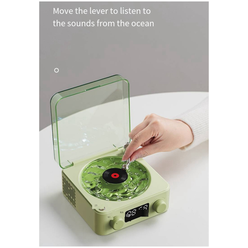 New Retro Alarm Clock Record Player Portable Subwoofer White 2
