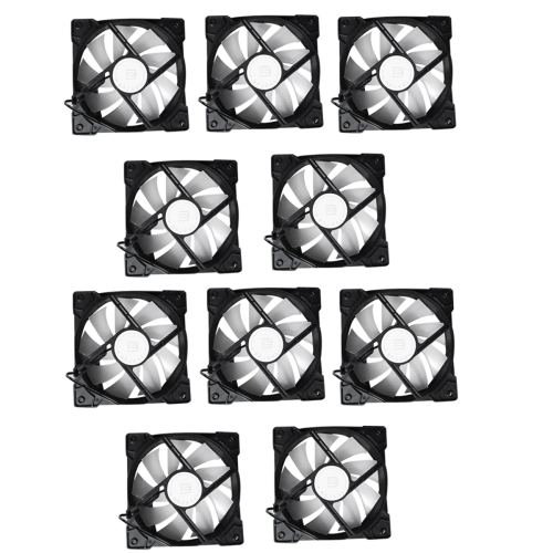Conjunto de 10 ventoinhas de 12 cm para resfriamento de gabinete com interface de 4 pinos.