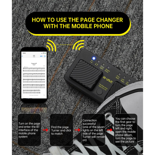 Square Turner Pro Bluetooth Page Turner Cichy pedał nożny USB 1