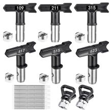 Conjunto de 14 peças para ar comprimido sem fio, 6 bicos e 6 filtros.