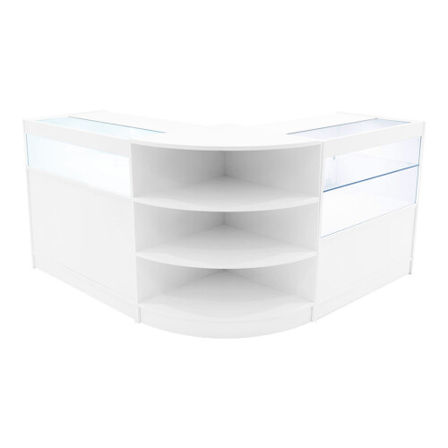 Comptoir de Ventes Verouillables MDF Blanc LED Ensemble Harmonia B900 C900 LM60
