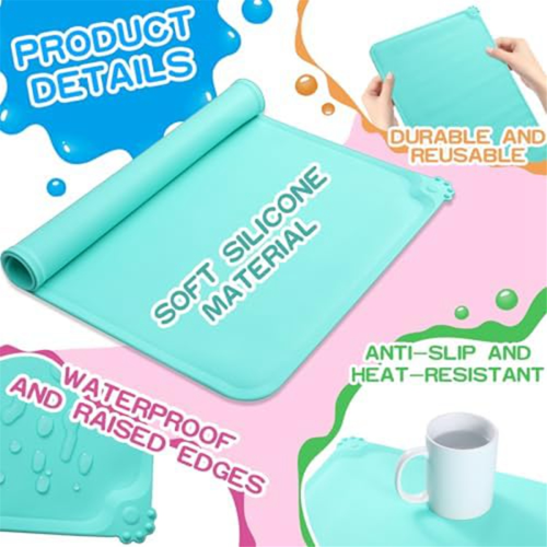 3-Pack Silicone Mats for Crafts, Raised Side Silicone Painting Mats 2