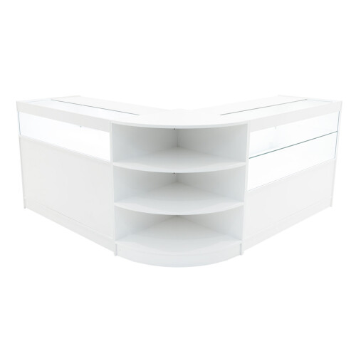 Comptoir de Vente Verouillable MDF Blanc LED Ensemble Harmonia B1200 C1200 LM60