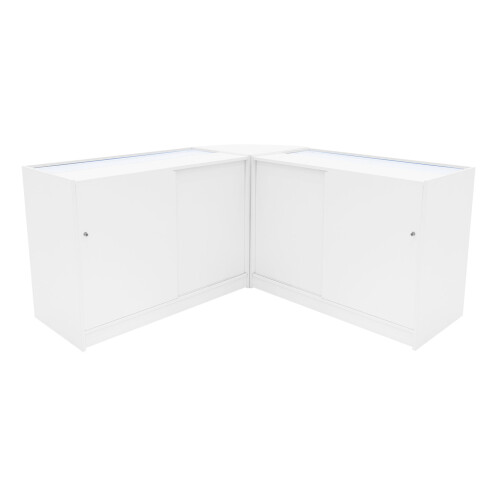 Comptoir de Vente Verouillable MDF Blanc LED Ensemble Harmonia B1200 C1200 LM60 2