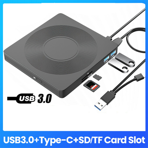 Εξωτερική μονάδα CD/DVD 6 σε 1, οπτική μονάδα USB3.0 τύπου C, CD DVD RW VCD 1
