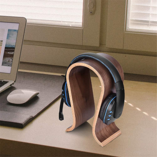 Soporte de madera para auriculares supraurales en forma de U 1