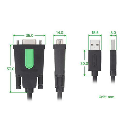 Kabel szeregowy USB do RS232, USB typu A do DB9 żeński 1