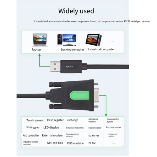 Kabel szeregowy USB do RS232, USB typu A do DB9 żeński
