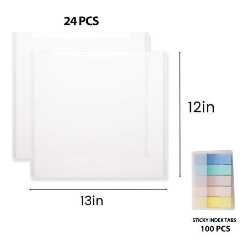 Organizador de Papel para Scrapbook com 24 Peças, 30x33cm (12x13 polegadas) e 100 Abas. 1