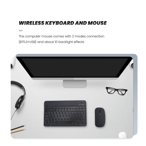 10inch Wireless Keyboard and Mouse RGB Backlit Rechargeable Black 1