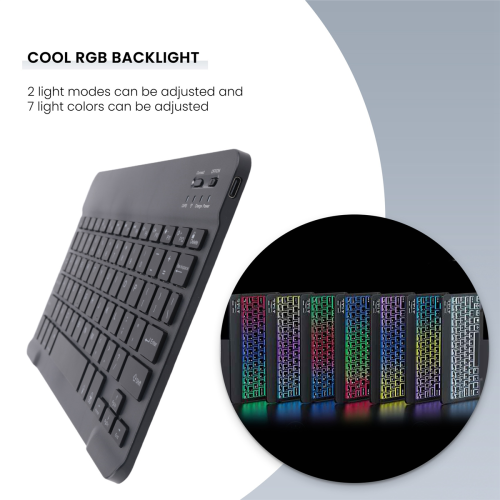10inch Wireless Keyboard and Mouse RGB Backlit Rechargeable Black 2