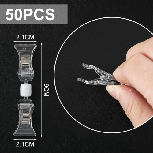 Lot de 50 pinces de présentation double face transparentes et rotatives 1
