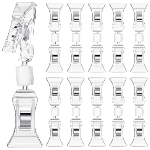 Lot de 50 pinces de présentation double face transparentes et rotatives