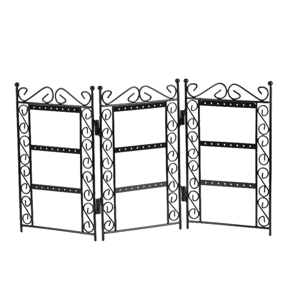 72-Hole Black Fashionable Folding Screen Jewelry Rack-image-OPC-PJCHQ25-NEW
