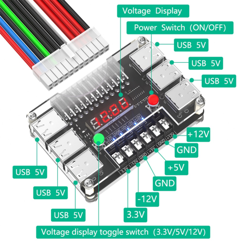 Τροφοδοτικό ATX Breakout Board Τάση εξόδου 3.3V, 5V, 12V, -12V 2