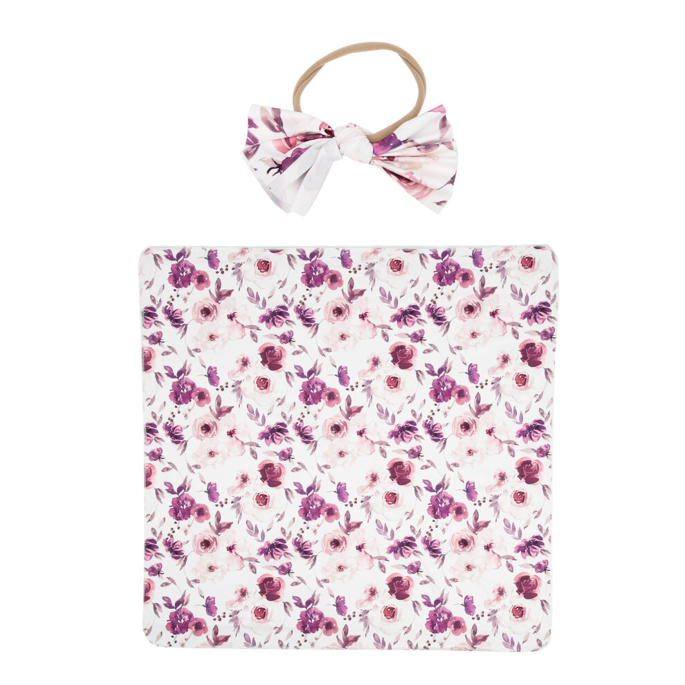 Infant 80x80cm Receiving Swaddle Blanket & Headband Accessories