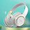 (White) Headset Wireless Bluetooth Headset Folding Talking Gaming Headset 3